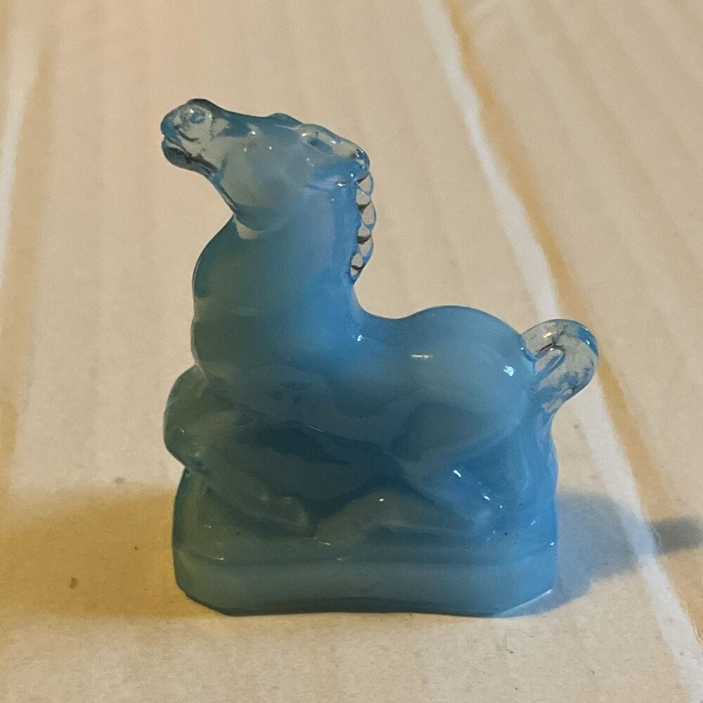 VTG Boyd Light Blue Marble Slag Glass Joey the Horse Figurine Miniature Marked B